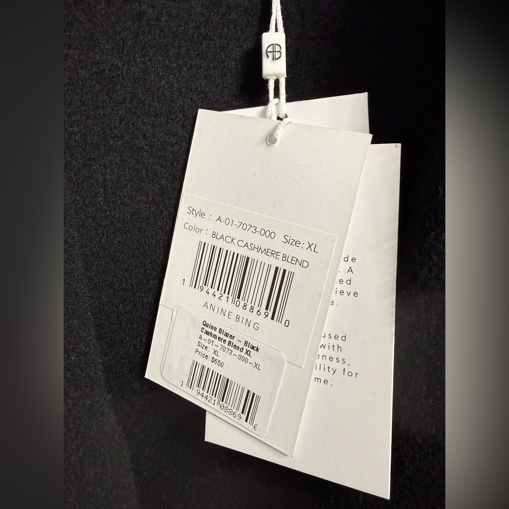 Anine Bing Quinn Blazer | Black Cashmere Blend | Heavyweight (XL) - Picture 14 of 14